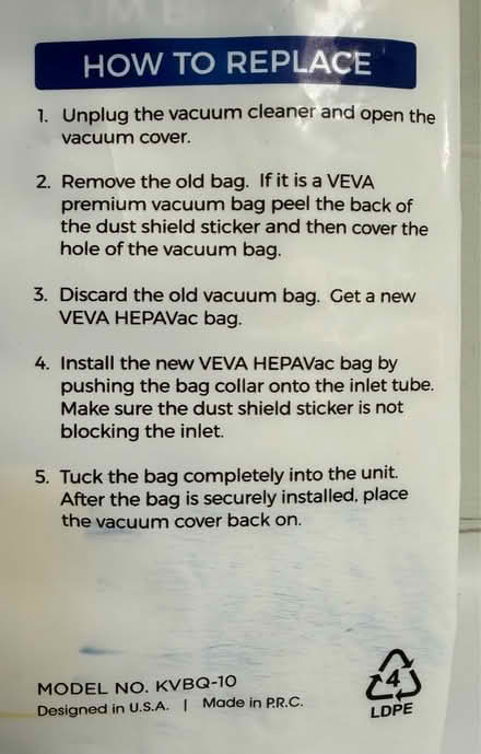 Photo of free 30 new cloth canister vacuum bags (1075 Valencia Avenue) #4