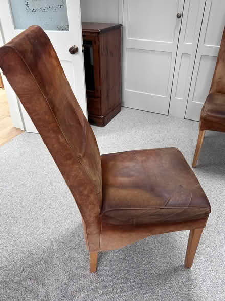 Photo of free A set of 4 suede leather high back dining chairs (Broughton in Furness LA20) #3