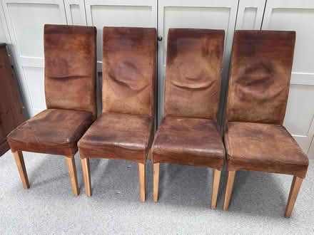 Photo of free A set of 4 suede leather high back dining chairs (Broughton in Furness LA20) #1