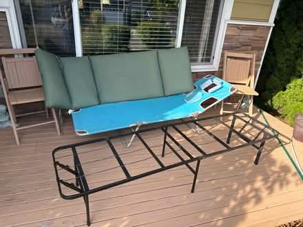Photo of free Bed frame & lounge chair + padding (McCollum Park area) #1