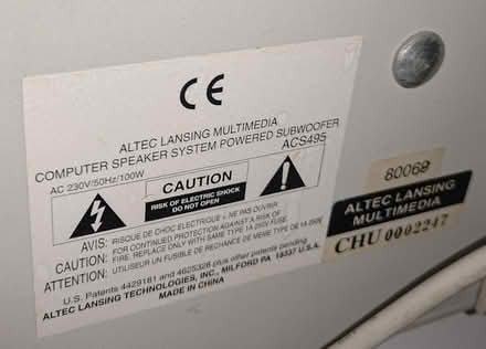Photo of free Altec Lancing ACS495 speakers (Hangleton BN3) #3