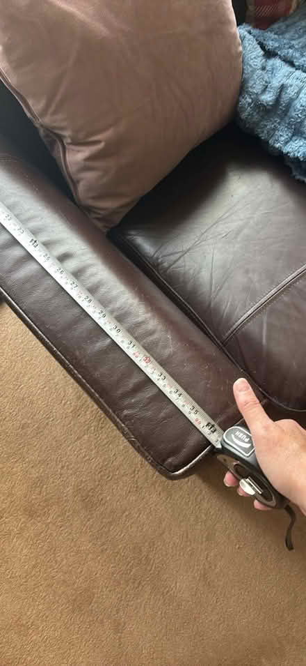 Photo of free Brown leather couch (Lindfield RH16) #4