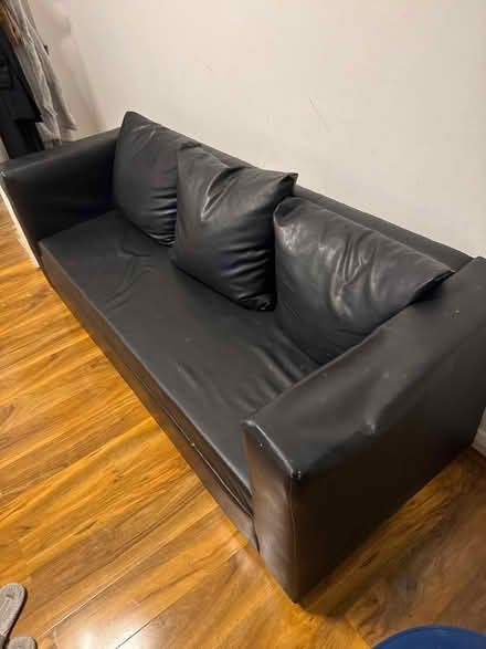 Photo of free black leather sofa (Park West W2) #1
