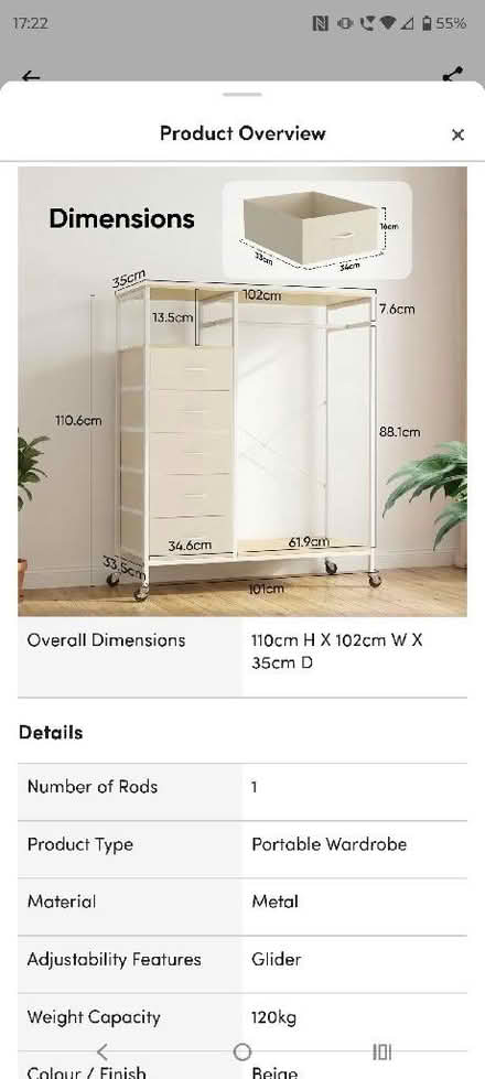Photo of free Portable Wardrobe Still in Box (Roby L36) #1