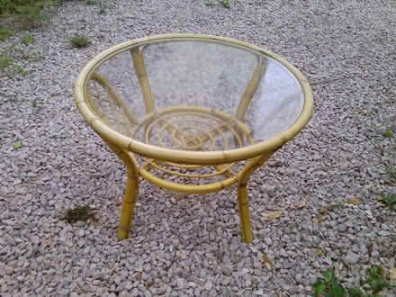 Photo of free Round Cane / Rattan Glass Top Table (Chelston TQ2) #1