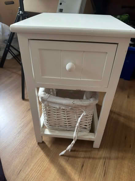 Photo of free Bedside Table with Drawer Wicker Basket Assembled (Bounds Green N11) #2