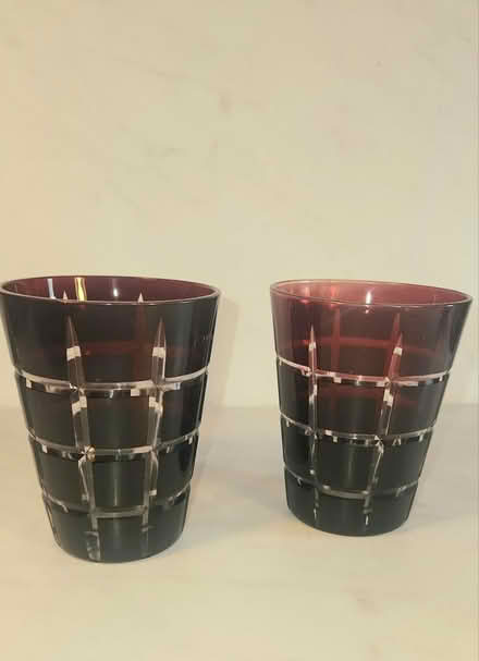 Photo of free Ruby Red Cut Clear Glasses (Danforth and Greenwood) #1