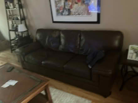 Photo of free brown Leather couch-pick up (Suffern NY) #1