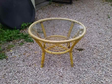 Photo of free Round Cane / Rattan Glass Top Table (Chelston TQ2) #2