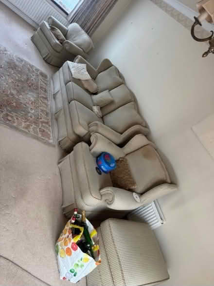 Photo of free 3 seater 2 chairs footstool (Ossett WF56GF) #1