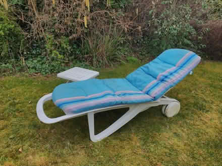 Photo of free Allibert sun lounger with cushion and side table (Timperley WA15) #3