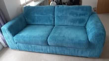 Photo of free Teal jumbo cord 3 seat sofa, smoke free pet free child (Hesketh Bank PR4) #1