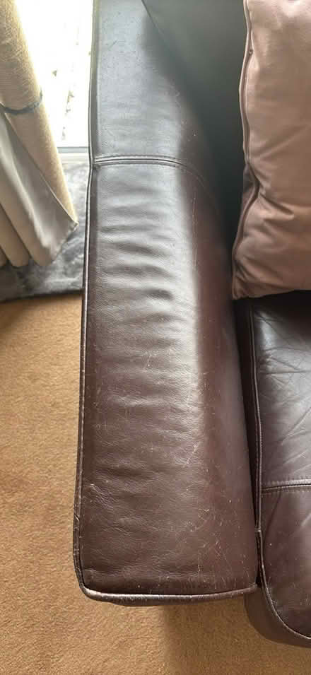 Photo of free Brown leather couch (Lindfield RH16) #2