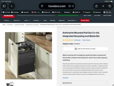 Photo of free All parts (no box) for a Howdens Integrated Kitchen Bin 600m (Chelsea SW3) #1
