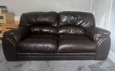 Photo of free Large leather sofa (Urmston M41) #1