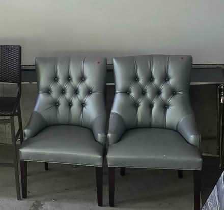 Photo of free Pair of aqua leather CHAIRS (Heritage Drive Pleasantville) #3