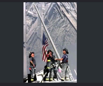 Photo of 9/11 flag raising of ground 0 (Grand Rapids Mi) #1