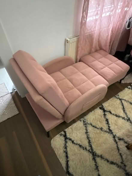 Photo of free Pink sofa bed chair with footstool (Runcorn WA7) #1
