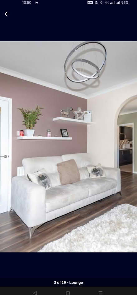 Photo of free Flavio 3-seater microfibre cream sofa and matching armchair (Basildon SS14) #1