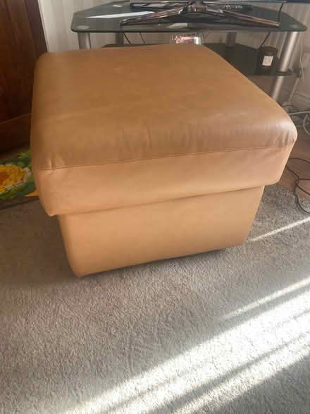 Photo of free Large leather foot stool (Wickford) #2