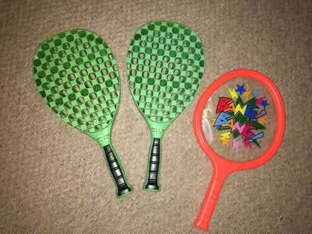 Photo of free Pair of thick green plastic bats & 1 bang bang bat. (Portslade Village BN41) #1