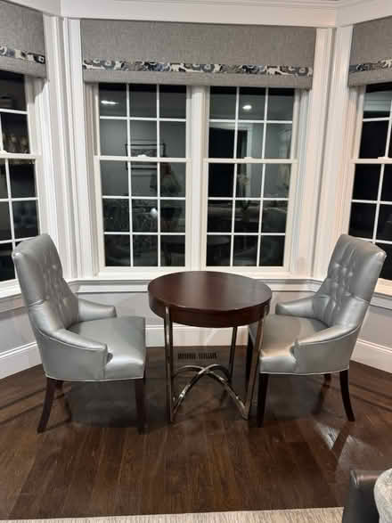 Photo of free Pair of aqua leather CHAIRS (Heritage Drive Pleasantville) #1
