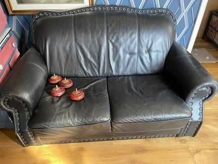 Photo of free Black leather 2-seater sofa (Little Sutton CH66) #1