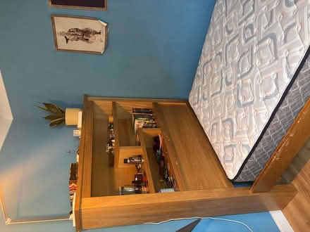 Photo of free a wooden bed frame with shelving and drawers (Dolbeare TQ13) #3