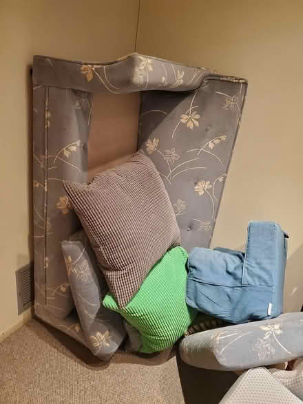 Photo of free upholstered love seat, pillows (South Bellevue) #1