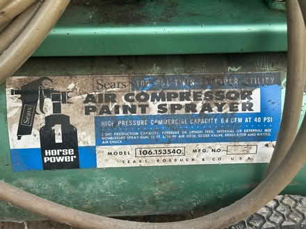 Photo of free Compressor / Paint Sprayer (Near burgess park) #2
