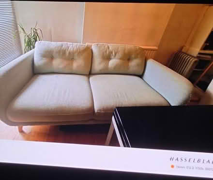Photo of free John Lewis blue small sofa (Richmond TW9) #1