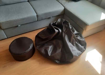 Photo of free Brown Faux Leather Bean Bag & foot Stool (Woodford IG5) #1