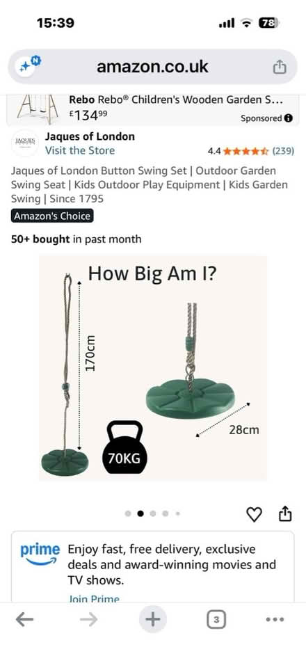 Photo of free Button swing (Chessington KT9) #2