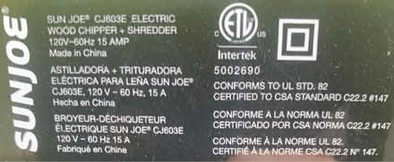 Photo of free Sun Joe Electric Wood Chipper (Petworth) #3