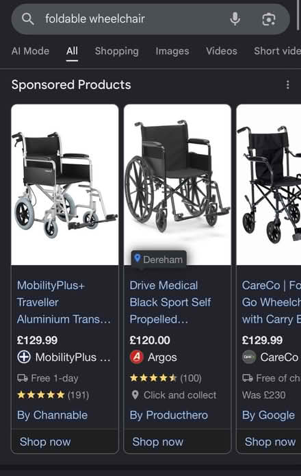 Photo of Foldable wheelchair (Swaffham PE32) #1