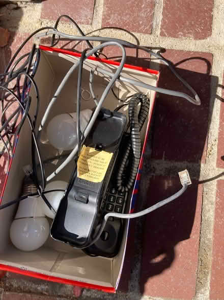 Photo of free Light bulbs, cordless phone, cables (Foothill Boulevard Cupertino) #1