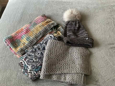 Photo of free Various Scarfs and bobble hat (Longlevens GL2) #1