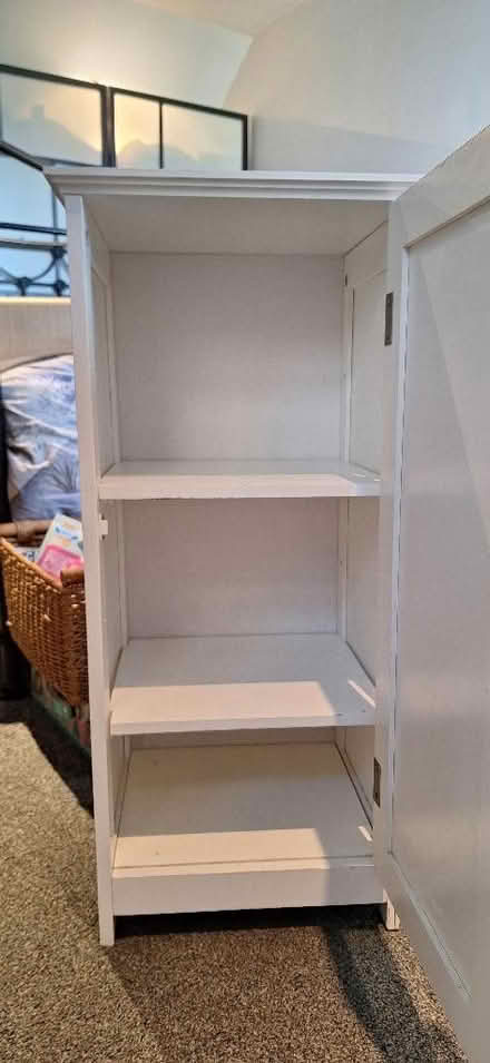 Photo of free White wooden bathroom storage (Lion Gate TW9) #2