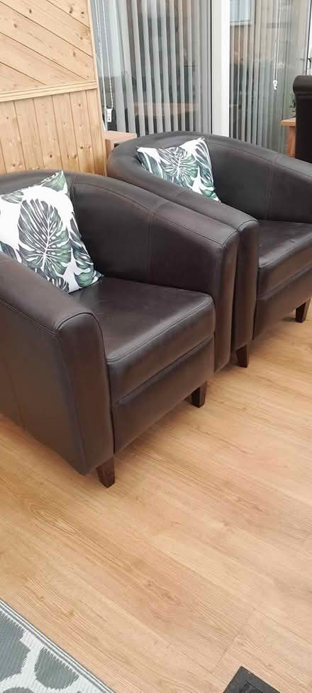 Photo of free Two leather tub chairs (Swarcliffe LS14 5) #1