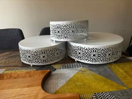 Photo of free 3 white cake stands (Uxbridge UB10) #1
