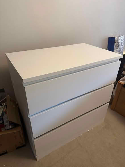 Photo of free 2 x IKEA MALM white 3-drawer (Islington N7) #3