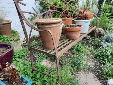 Photo of free Wrought iron bench (not including pots) (Hollingdean BN1) #1