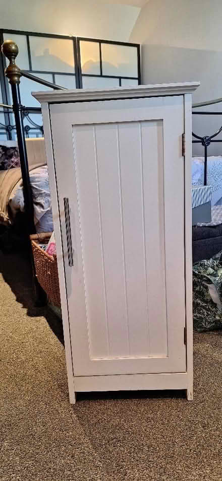 Photo of free White wooden bathroom storage (Lion Gate TW9) #1
