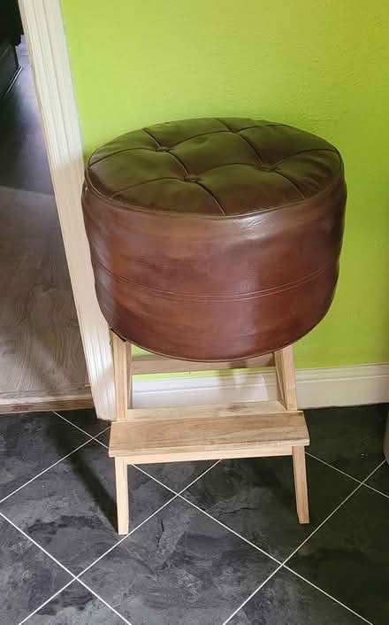 Photo of free Brown leather pouffe (Newark) #1