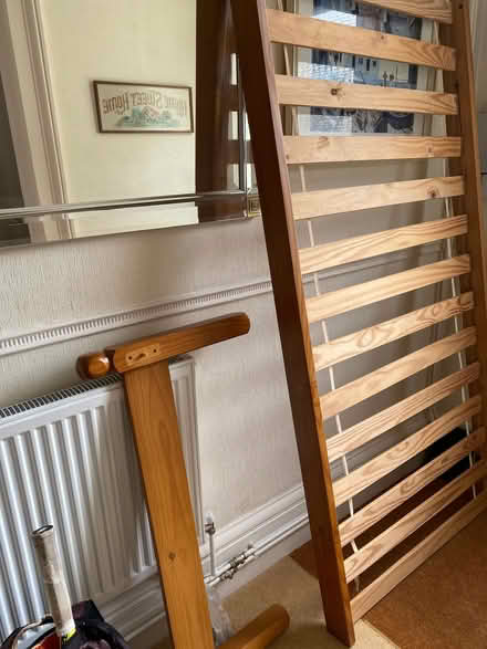 Photo of free Wooden single bed frame and mattress (Wellswood TQ1) #1