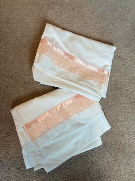 Photo of free Two white and peach lace pillowcases (Great Boughton CH3) #1