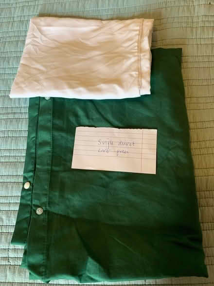 Photo of free Green single duvet cover and sheet (Mayfield EH9) #1