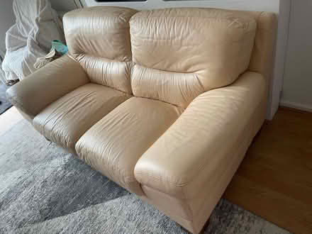 Photo of free Comfy Beige Leather 2-Seater Couch (Ng6) #1