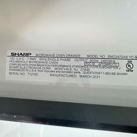 Photo of free Sharp 24” SS drawer microwave (Batavia) #3