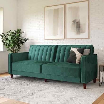 Photo of free Green velvet futon sofa (Hell’s Kitchen) #1